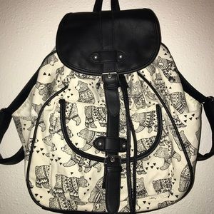 White w/ Black  bears design backpack